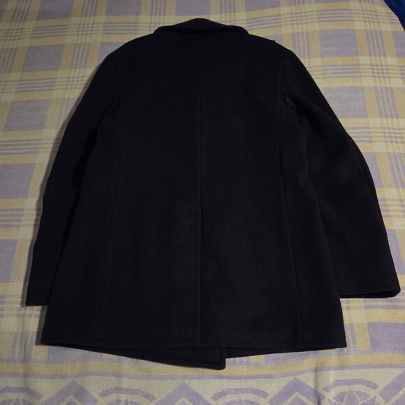 Vintage 60s 70s Peacoat US NAVY Officer 100% Wool Black Gold Buttons 36R EUC - Picture 7 of 13